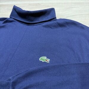 Izod Lacoste Turtleneck Shirt Mens M Blue Vintage 1991 Long Sleeve Cotton Prep